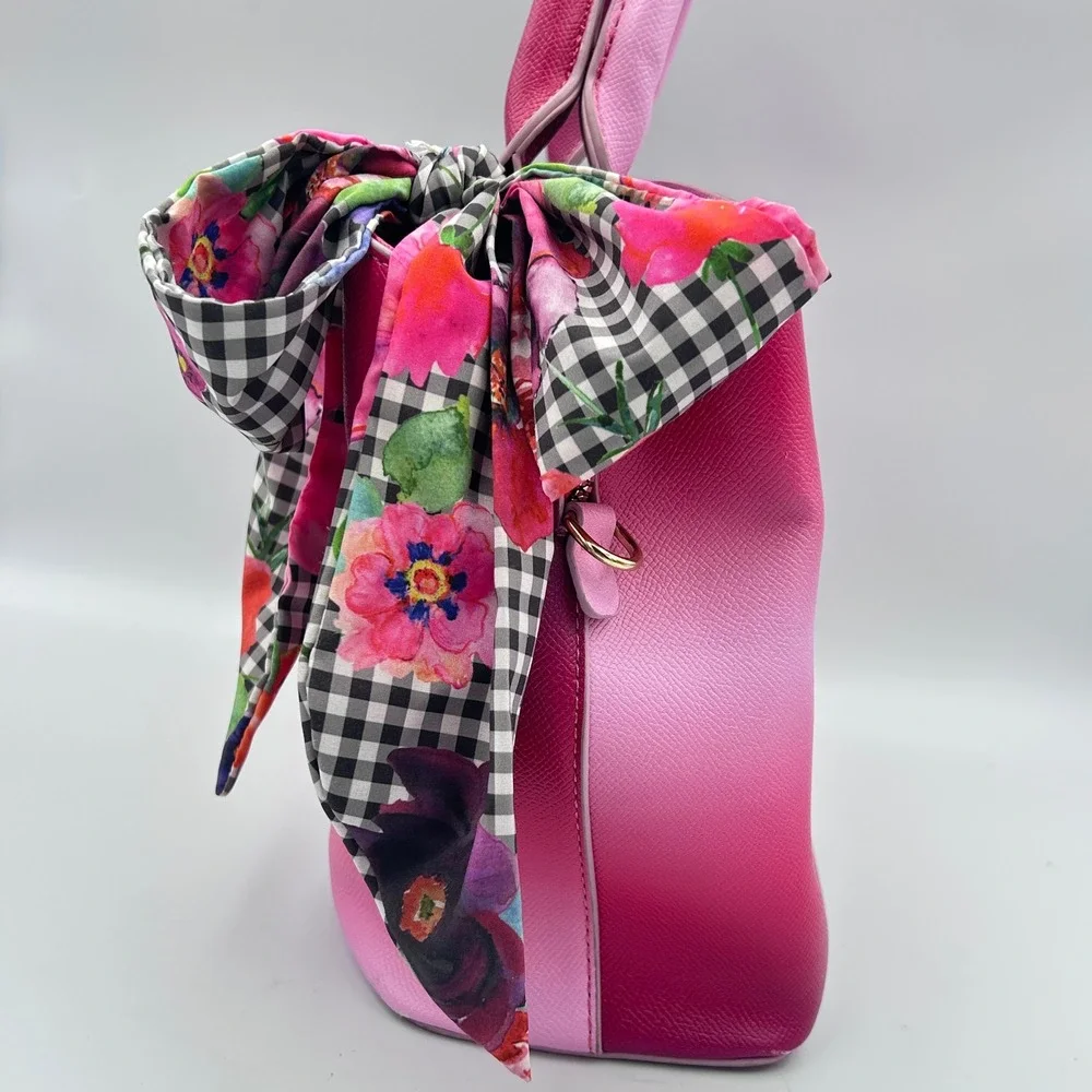 Betsey Johnson Ombre Pink Satchel Bag Women Faux Leather Medium Pink Barbiecore